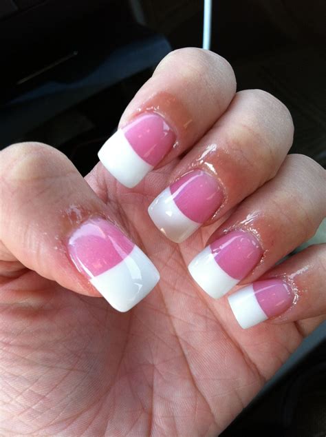 pink and white acrylic nail designs|pink with white tip nails.